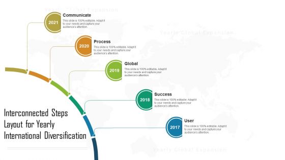 Interconnected Steps Layout For Yearly International Diversification Ppt PowerPoint Presentation Infographic Template Summary PDF