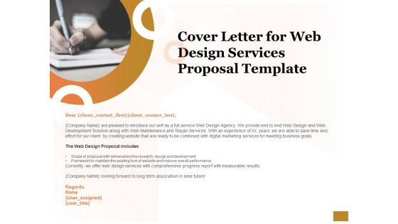 Interface Designing Services Cover Letter For Web Design Services Proposal Template Slides