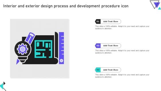 Interior And Exterior Design Process And Development Procedure Icon Elements PDF