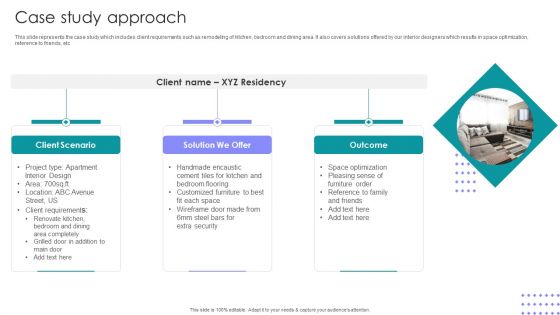 Interior Design Company Outline Case Study Approach Ppt PowerPoint Presentation File Graphics PDF
