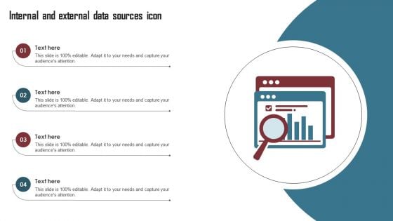 Internal And External Data Sources Icon Infographics PDF