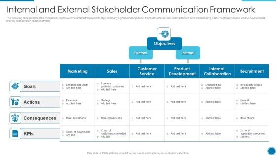 Internal And External Stakeholder Communication Framework Mockup PDF