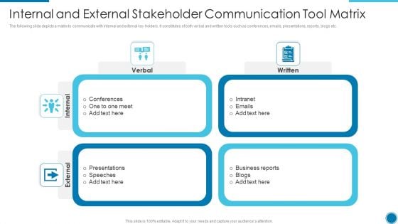 Internal And External Stakeholder Communication Tool Matrix Professional PDF