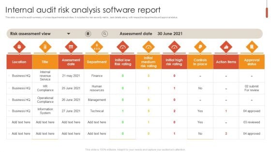 Internal Audit Risk Analysis Software Report Ideas PDF