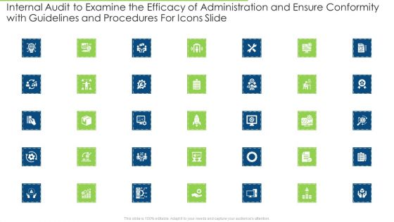 Internal Audit To Examine The Efficacy Of Administration And Ensure Conformity With Guidelines And Procedures For Icons Slide Sample PDF