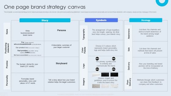Internal Brand Launch Plan One Page Brand Strategy Canvas Introduction PDF