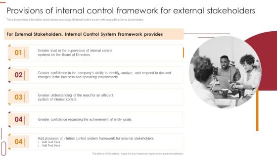 Internal Control Management Goals And Techniques Provisions Of Internal Control Framework For External Stakeholders Mockup PDF