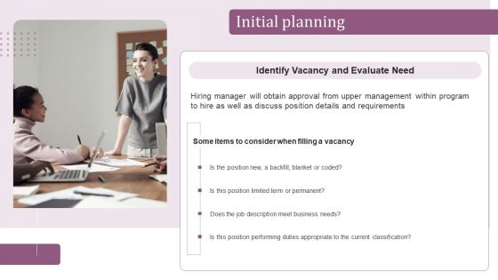 Internal Hiring Handbook Initial Planning Ppt PowerPoint Presentation File Layout Ideas PDF