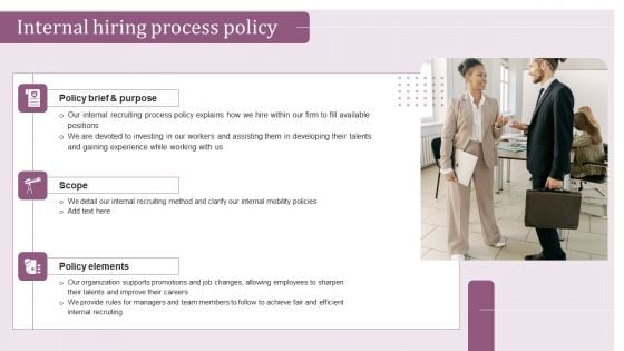 Internal Hiring Handbook Internal Hiring Process Policy Ppt PowerPoint Presentation Gallery File Formats PDF