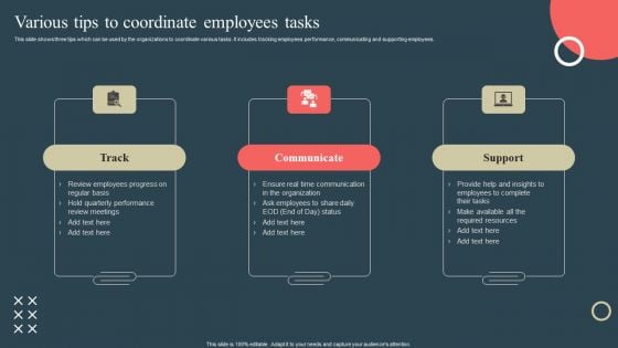 Internal Promotion Strategy To Enhance Brand Awareness Various Tips To Coordinate Employees Tasks Ideas PDF Internal Promotion Strategy To Enhance Brand Awareness Various Tips To Coordinate Employees Tasks Ideas PDF