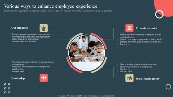 Internal Promotion Strategy To Enhance Brand Awareness Various Ways To Enhance Employee Experience Mockup PDF