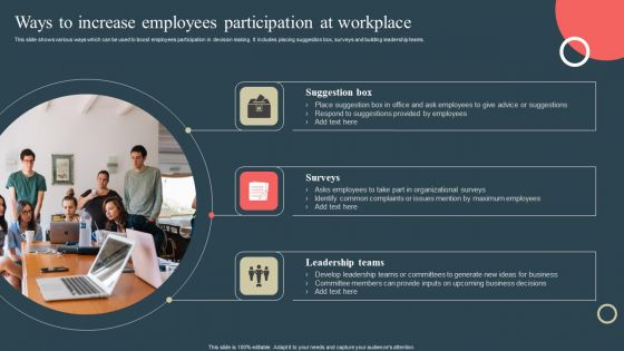 Internal Promotion Strategy To Enhance Brand Awareness Ways To Increase Employees Participation At Workplace Graphics PDF
