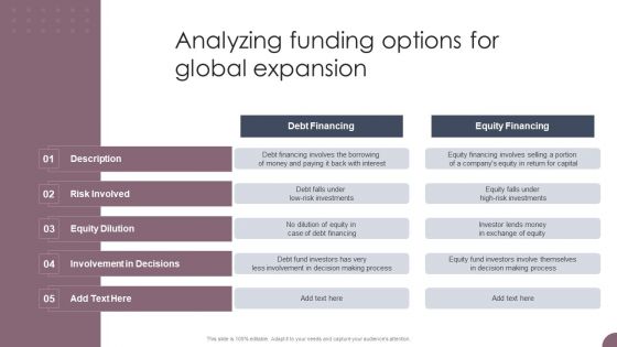 International Business Extension Analyzing Funding Options For Global Expansion Professional PDF