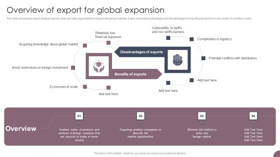 International Business Extension Overview Of Export For Global Expansion Elements PDF