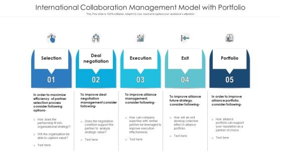 International Collaboration Management Model With Portfolio Clipart PDF