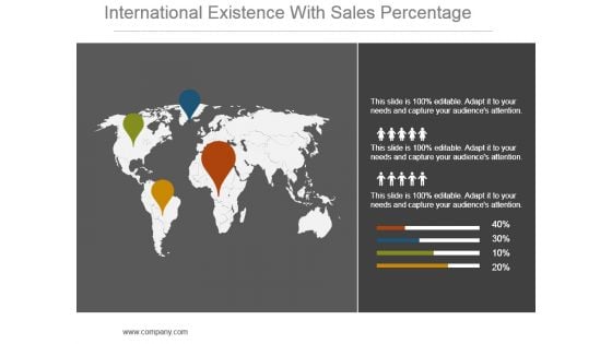 International Existence With Sales Percentage Powerpoint Slide Themes