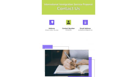 International Immigration Service Proposal Contact Us One Pager Sample Example Document