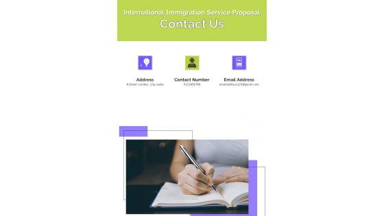 International Immigration Service Proposal Contact Us One Pager Sample Example Document International Immigration Service Proposal Contact Us One Pager Sample Example Document