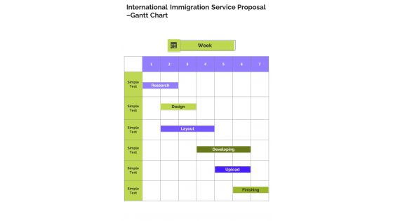 International Immigration Service Proposal Gantt Chart One Pager Sample Example Document International Immigration Service Proposal Gantt Chart One Pager Sample Example Document