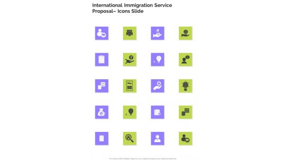 International Immigration Service Proposal Icons Slide One Pager Sample Example Document