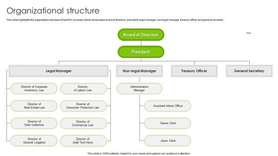 International Legal And Business Services Company Profile Organizational Structure Template PDF