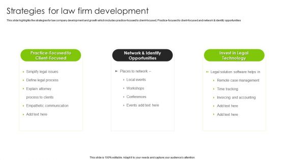 International Legal And Business Services Company Profile Strategies For Law Firm Development Diagrams PDF