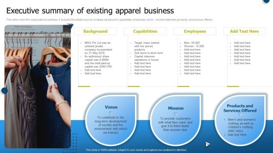 International Market Entry Strategies Executive Summary Of Existing Apparel Business Microsoft PDF