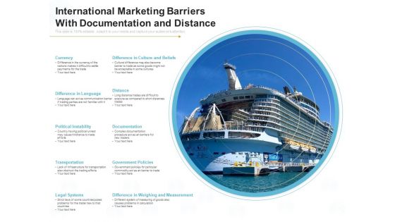 International Marketing Barriers With Documentation And Distance Ppt PowerPoint Presentation Model Samples PDF