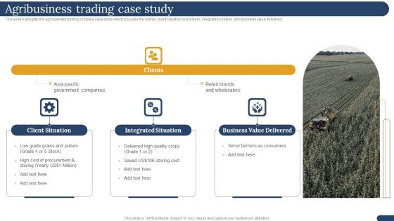 International Trading Business Export Company Agribusiness Trading Case Study Icons PDF