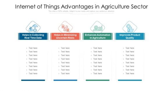 Internet Of Things Advantages In Agriculture Sector Ppt PowerPoint Presentation Gallery Format Ideas PDF