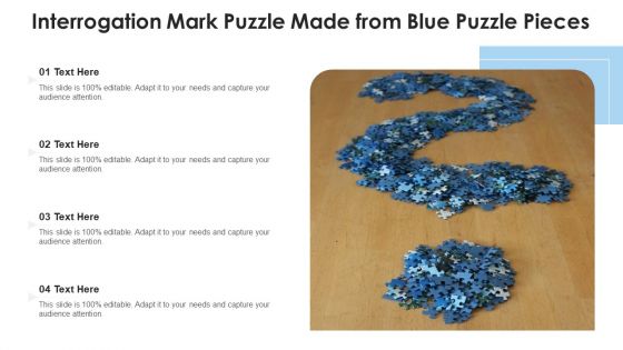 Interrogation Mark Puzzle Made From Blue Puzzle Pieces Ppt PowerPoint Presentation Gallery Layout Ideas PDF