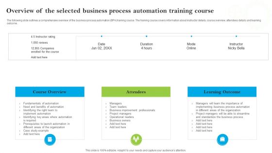 Introducing AI Tools Overview Of The Selected Business Process Automation Sample PDF