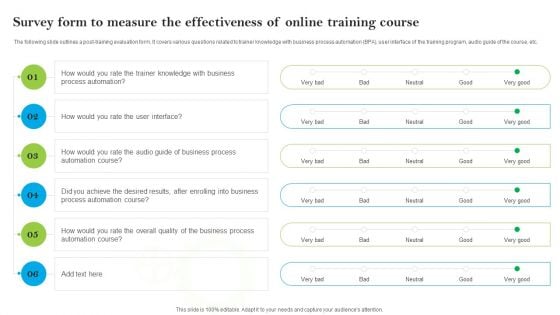 Introducing AI Tools Survey Form To Measure The Effectiveness Of Online Training Course Diagrams PDF