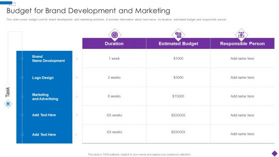 Introducing A New Product To The Market Budget For Brand Development And Marketing Diagrams PDF