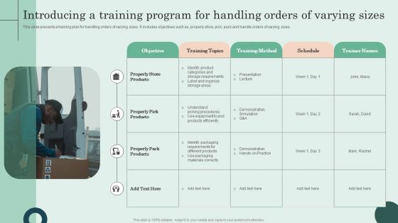 Introducing A Training Program For Handling Orders Of Varying Sizes Guidelines PDF