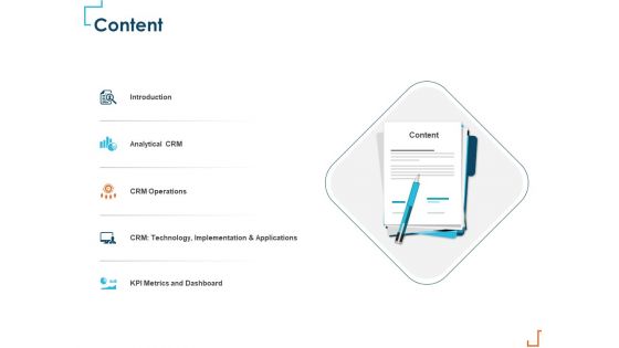 Introducing CRM Framework Within Organization Content Ppt PowerPoint Presentation Inspiration Portrait PDF