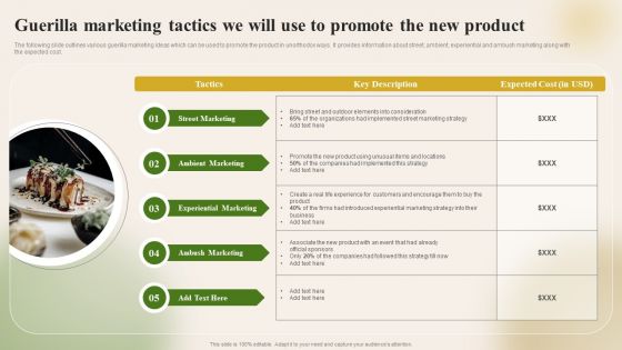 Introducing New Food Commodity Guerilla Marketing Tactics We Will Use To Promote Brochure PDF Introducing New Food Commodity Guerilla Marketing Tactics We Will Use To Promote Brochure PDF