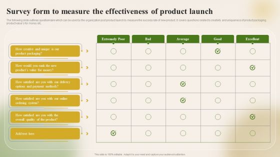 Introducing New Food Commodity Survey Form To Measure The Effectiveness Of Product Microsoft PDF