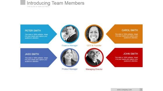 Introducing Team Members Ppt PowerPoint Presentation Clipart