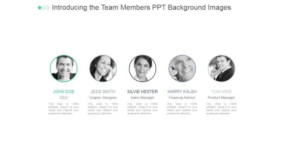 Introducing The Team Members Ppt PowerPoint Presentation Portfolio