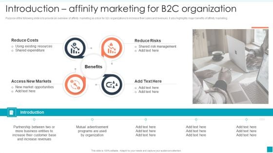 Introduction Affinity Marketing For B2c Organization Efficient B2B And B2C Marketing Techniques For Organization Clipart PDF