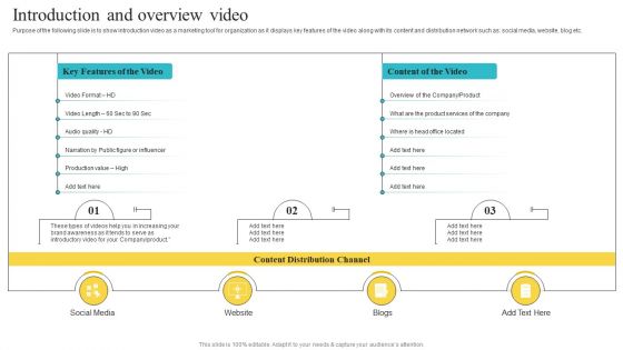 Introduction And Overview Video Playbook For Social Media Platform Video Marketing Designs PDF