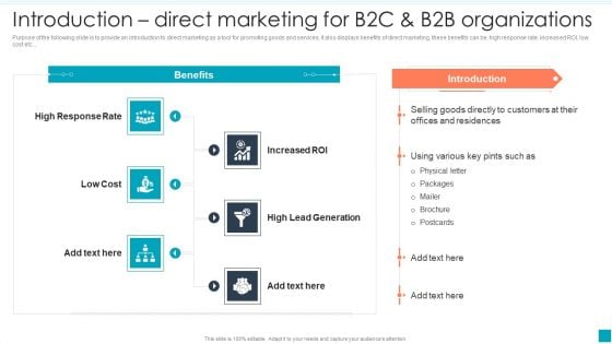 Introduction Direct Marketing For B2c B2b Efficient B2B And B2C Marketing Techniques For Organization Introduction PDF