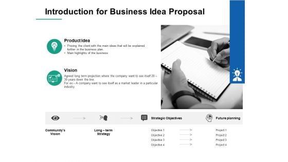 Introduction For Business Idea Proposal Vision Ppt PowerPoint Presentation Summary Example Introduction