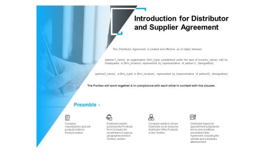 Introduction For Distributor And Supplier Agreement Ppt PowerPoint Presentation Infographics Good