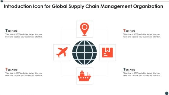 Introduction Icon For Global Supply Chain Management Organization Formats PDF