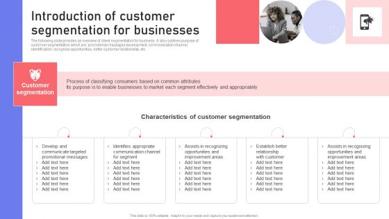 Introduction Of Customer Segmentation For Businesses Ppt PowerPoint Presentation File Diagrams PDF