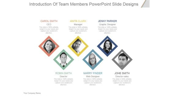 Introduction Of Team Members Ppt PowerPoint Presentation Show