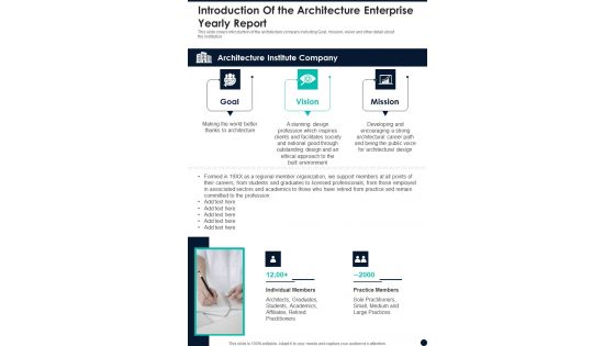 Introduction Of The Architecture Enterprise Yearly Report One Pager Documents