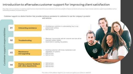 Introduction To Aftersales Customer Support For Improving Client Satisfaction Formats PDF